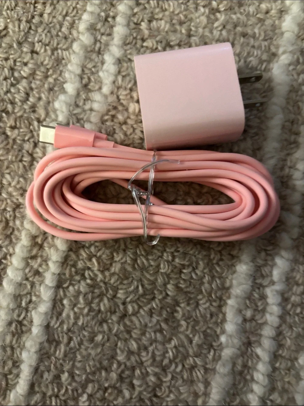 Pink USB-C Charging Cable and Wall Adapter - Compact Set